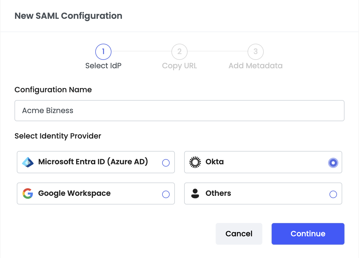 SSO Idp selector
